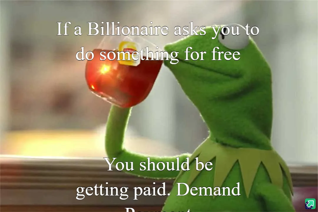 A green frog puppet, Kermit the Frog, is shown holding a red glass of tea with a teabag tag visible, looking at the viewer…