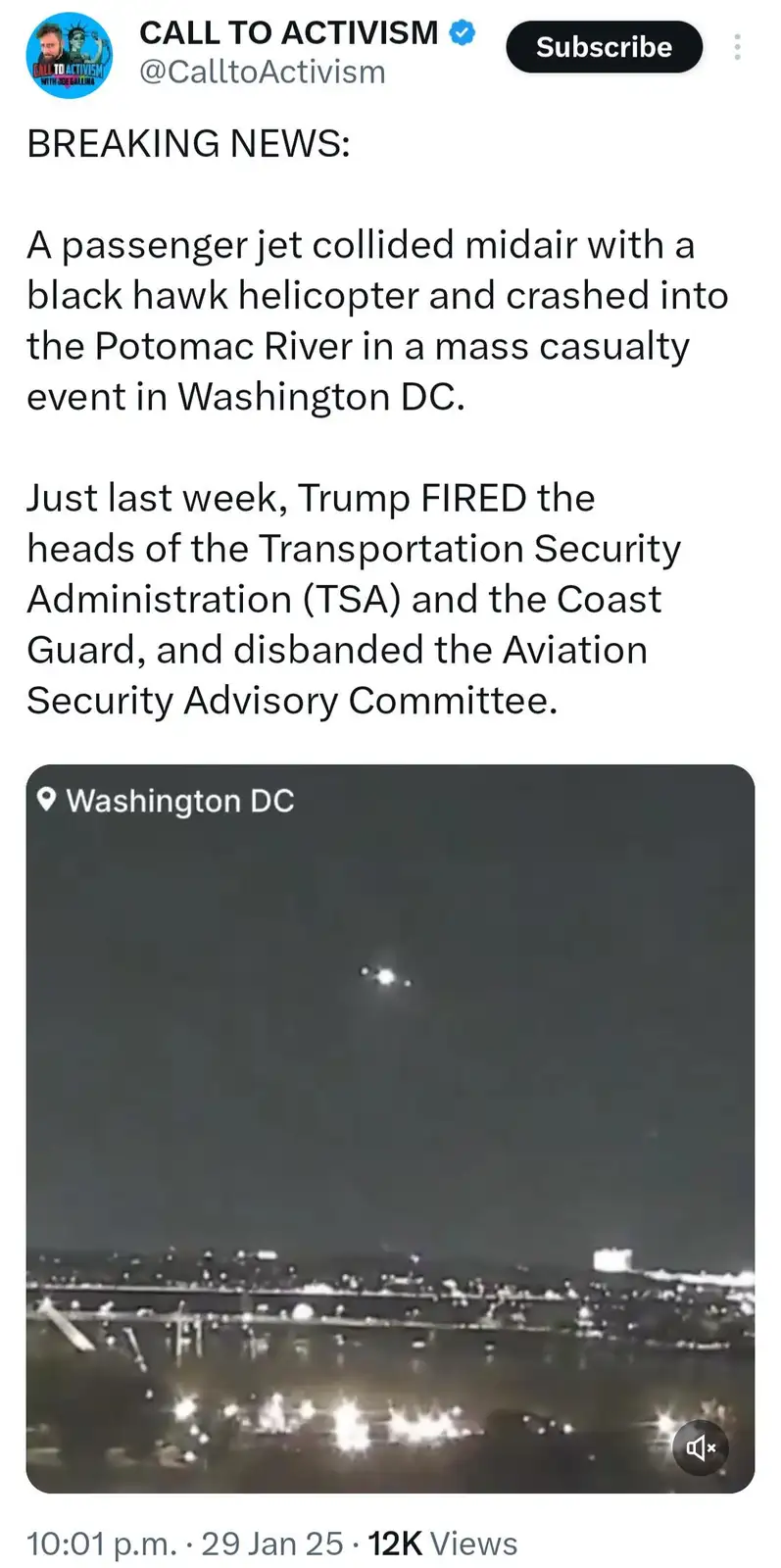 A screenshot of a YouTube video thumbnail from 'CALL TO ACTIVISM' shows a night-time cityscape with a dark sky and distant…