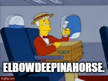 A six-panel meme featuring the character Mr. Burns from The Simpsons sitting in an airplane seat with a suitcase and…