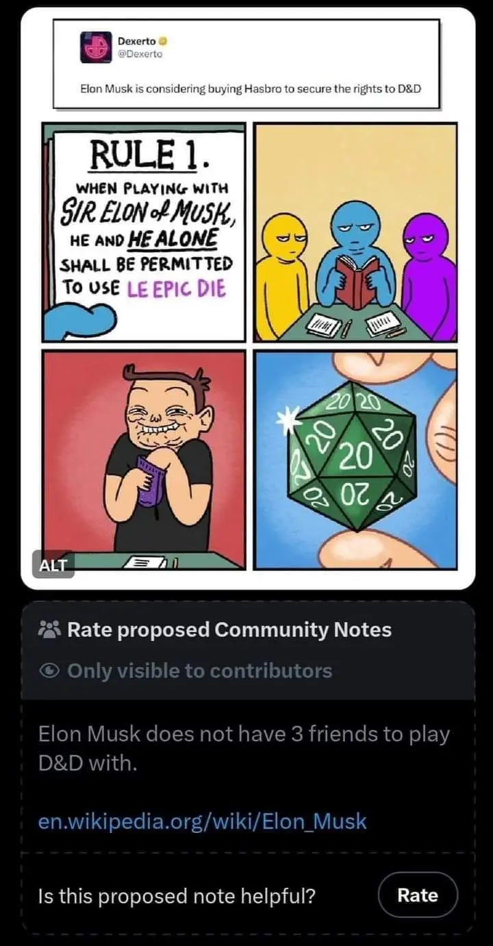 A four-panel comic strip shows a rulebook stating 'RULE 1. WHEN PLAYING WITH SIR ELON OF MUSK, HE AND HE ALONE SHALL BE…