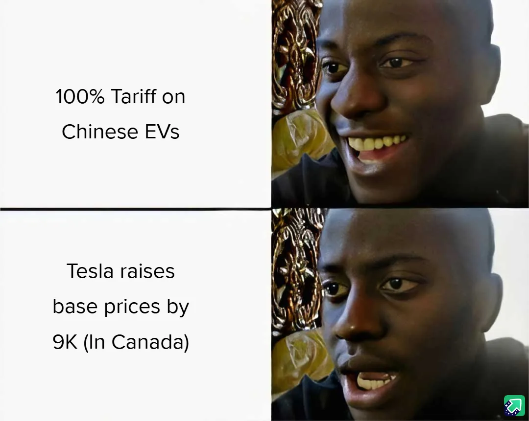The image is a two-panel meme featuring a man with a wide, gleeful smile in the top panel and a shocked, open-mouthed…
