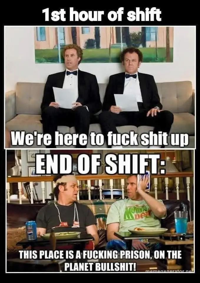 The meme features two panels. The top shows two men in tuxedos sitting on a couch, looking determined, with text saying '1st…
