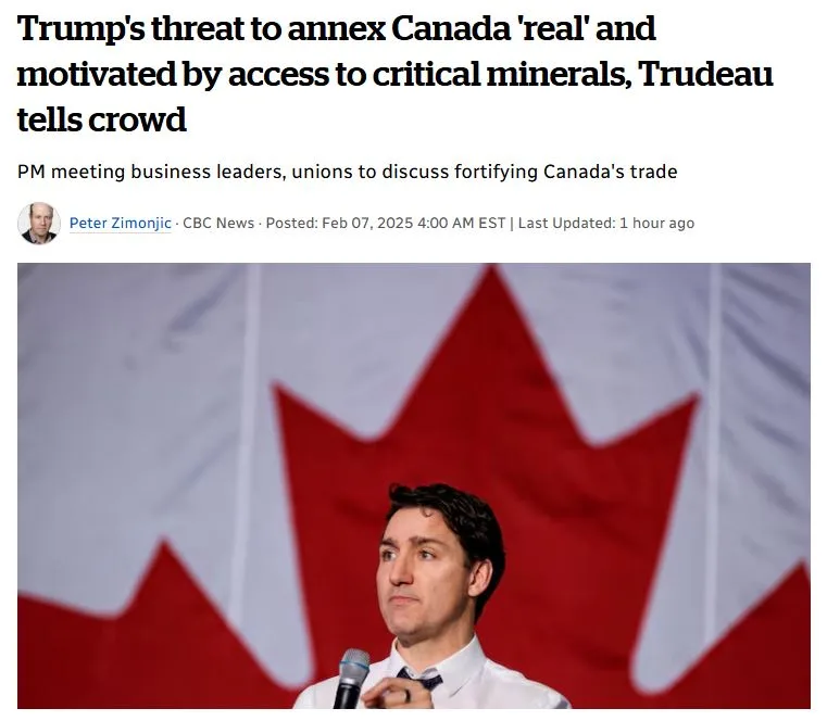 A screenshot of a CBC News article headline shows Prime Minister Justin Trudeau speaking at a podium in front of a large…