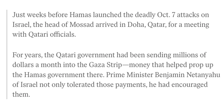The image displays a plain white background with two paragraphs of black text. The text details a claim that Mossad's head…