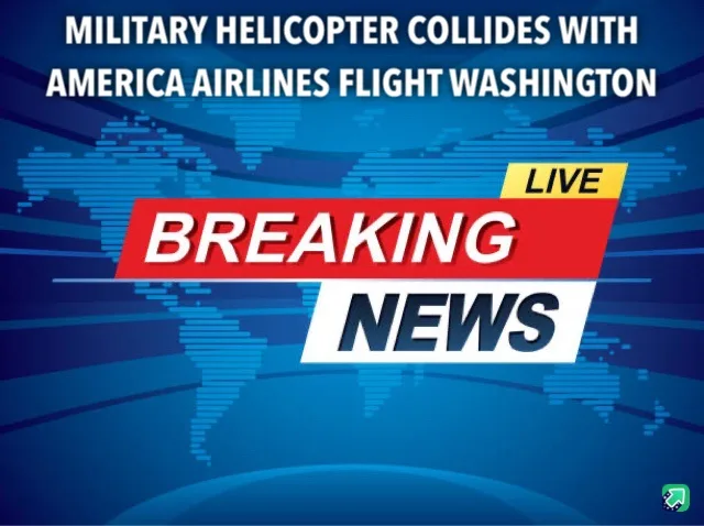 A news broadcast graphic with a blue world map background and a prominent red and white 'BREAKING NEWS' banner. The text at…