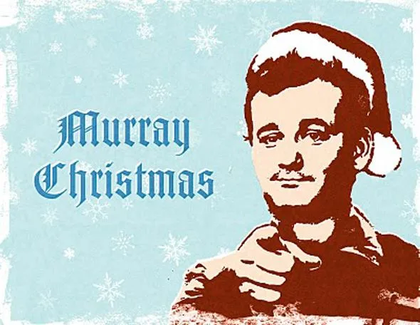 A stylized, posterized image of a man wearing a Santa hat, pointing directly at the viewer, set against a light blue…