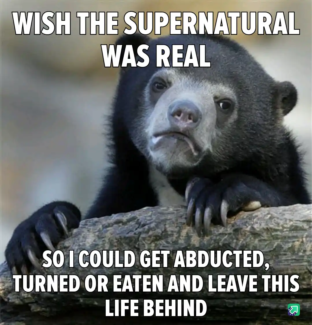 A close-up photo of a sad-looking spectacled bear resting its paws on a log, with white bold text overlaid that reads 'WISH…
