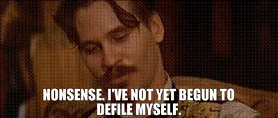 A five-panel image strip shows actor Johnny Depp as the character Barnabas Collins from 'Dark Shadows,' repeatedly saying…