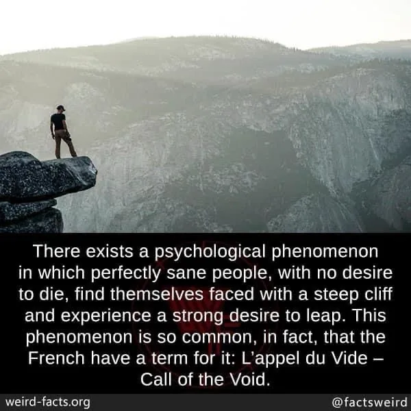 A person stands on the edge of a steep cliff overlooking a vast canyon, with a black text box overlaying the bottom half of…