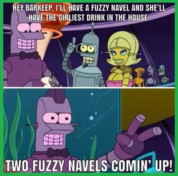 The meme features two panels from the animated show Futurama. In the top panel, a purple-skinned humanoid with a bowtie…