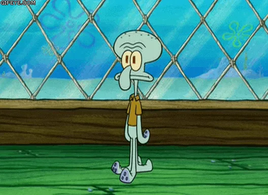 The image shows three panels of Squidward from SpongeBob SquarePants. In the first, he holds a brain. In the second, he…