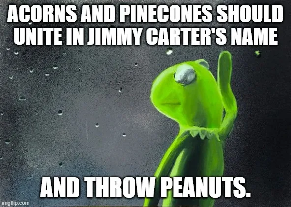 A green frog character, Kermit the Frog, is shown looking out a rain-streaked window with a thoughtful expression, raising…