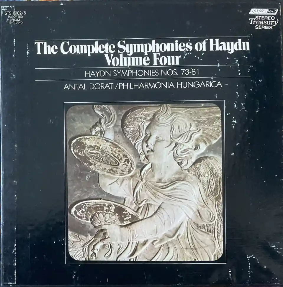 A black vinyl record album cover for 'The Complete Symphonies of Haydn Volume Four' by Antal Dorati and Philharmonia…