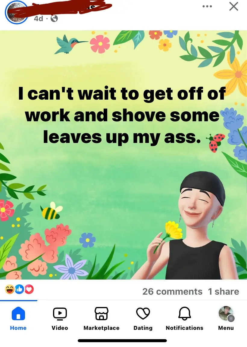 A cartoon illustration of a smiling person with a black headband holding a yellow flower, set against a bright green…