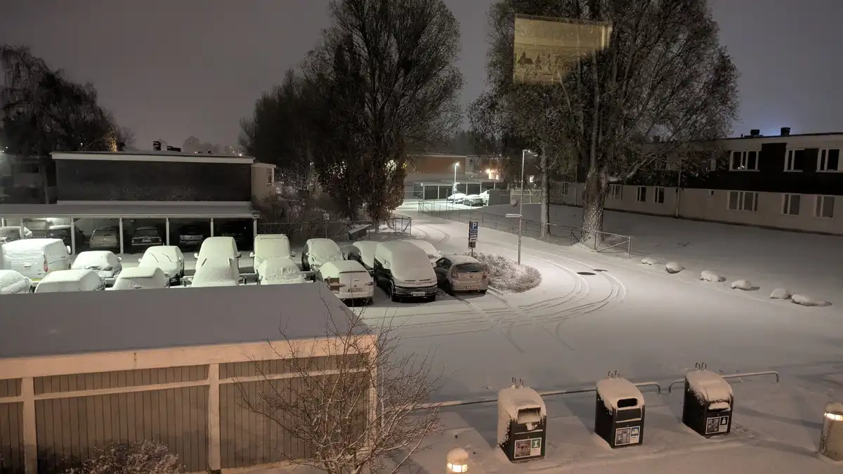 The snow adds a beautiful brightness to the scenery.