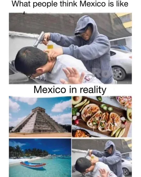 Top panel shows a person in a hoodie pointing a gun at another person's head while they raise their hands in surrender…