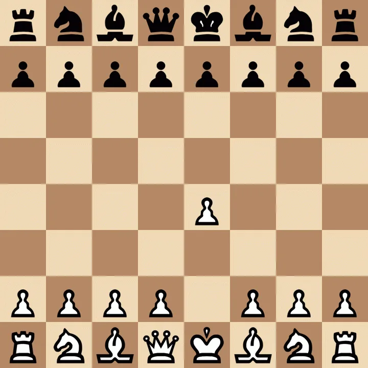 A chessboard image showing an unusual and chaotic arrangement of pieces, with many pieces stacked or overlapping in…