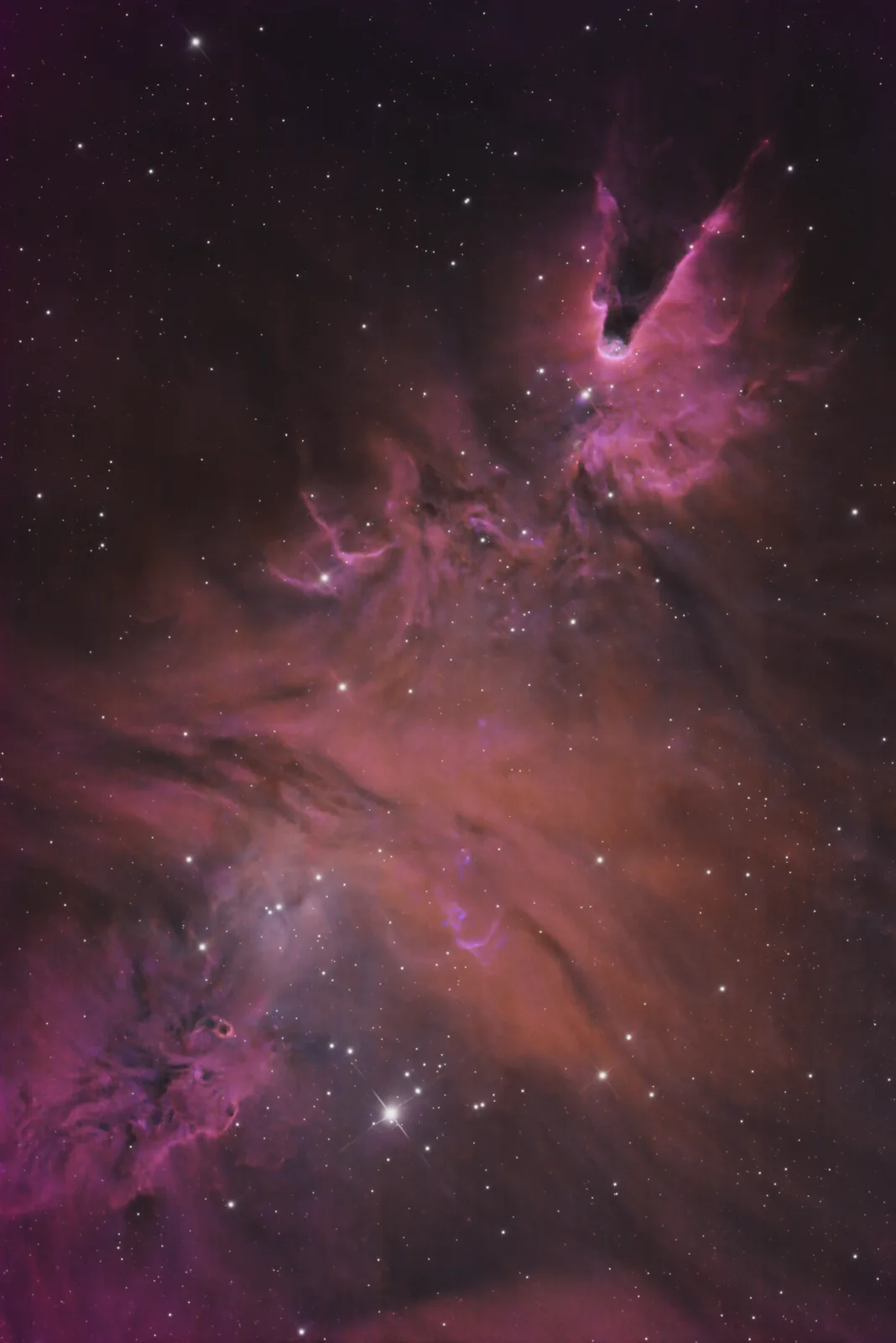 A cosmic image of a vibrant purple and pink nebula filled with stars, overlaid with the text 'i'm not crying, you're crying'.