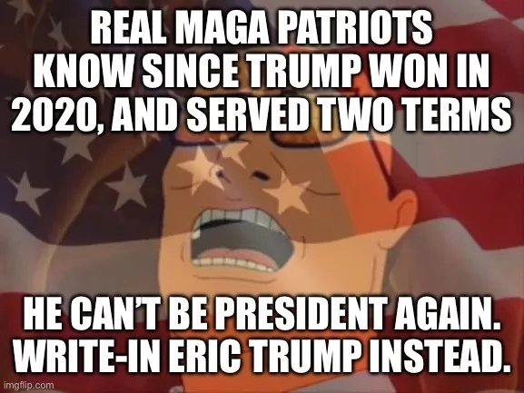 An animated character with a distressed expression, overlaid with bold white text stating that 'REAL MAGA PATRIOTS KNOW…