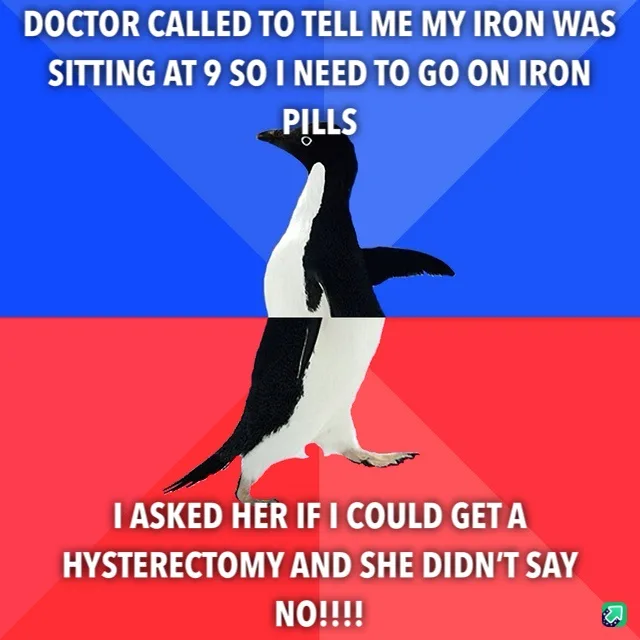 A penguin stands against a blue and red background, with white text overlaid in two sections. The top text reads 'DOCTOR…