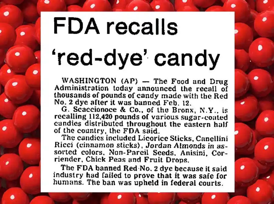 On October 22, 1976, the FDA Took Action: Thousands of Pounds of Candy with Carcinogenic Red Dye #2 Were Recalled