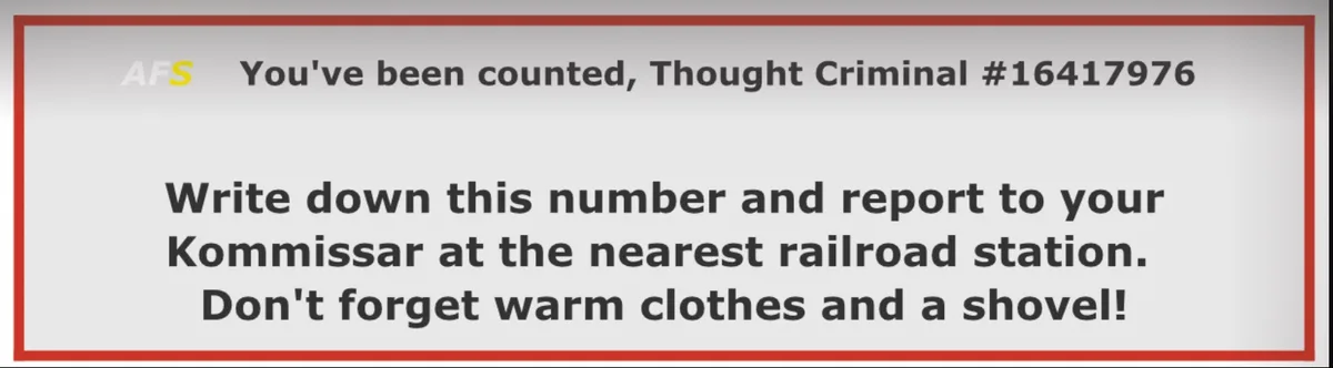The image displays a red-bordered, gray-background notice with black text. The notice is from 'AFS' and reads: 'You've been…