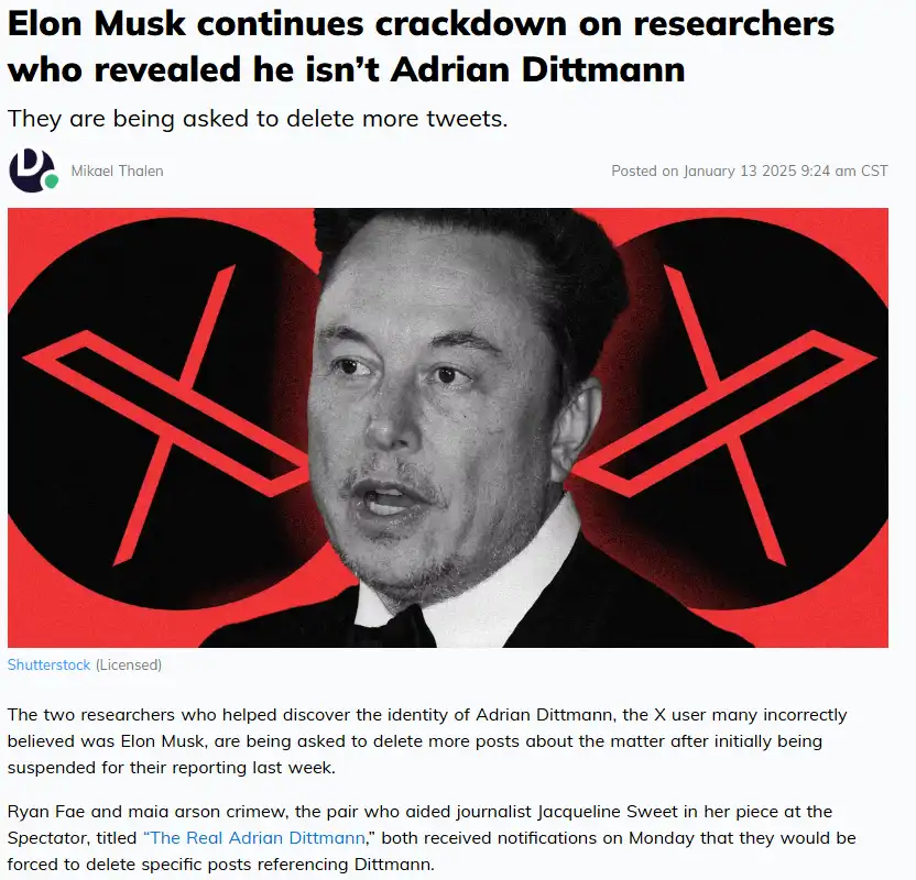 A black-and-white photo of Elon Musk is centered between two large red X logos, which are the branding for the social media…