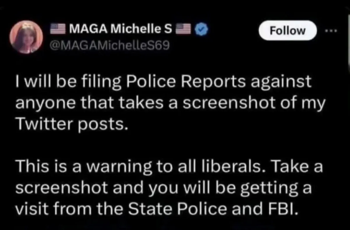 A screenshot of a Twitter post by user 'MAGA Michelle S' (@MAGAMichelleS69) with a profile picture of a woman. The post…
