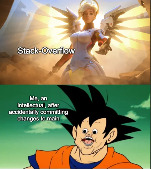 The top panel shows the Overwatch character Mercy with glowing wings and the text 'Stack-Overflow'. The bottom panel shows…