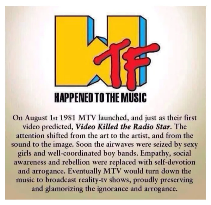 The image displays a stylized yellow and blue 'MTV' logo with red 'KTF' letters overlaid, and the text 'HAPPENED TO THE…